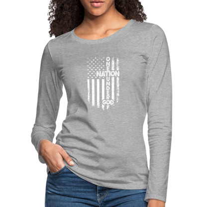 One Nation Under God Women's Premium Long Sleeve T-Shirt - heather gray