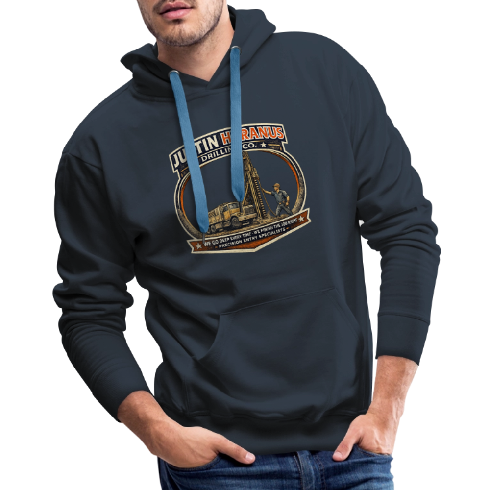 Justin Heranus Drilling Co Hoodie Funny Adult Humor - navy