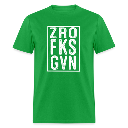 ZRO FKS GVN (Zero Fucks Given) T-Shirt - bright green