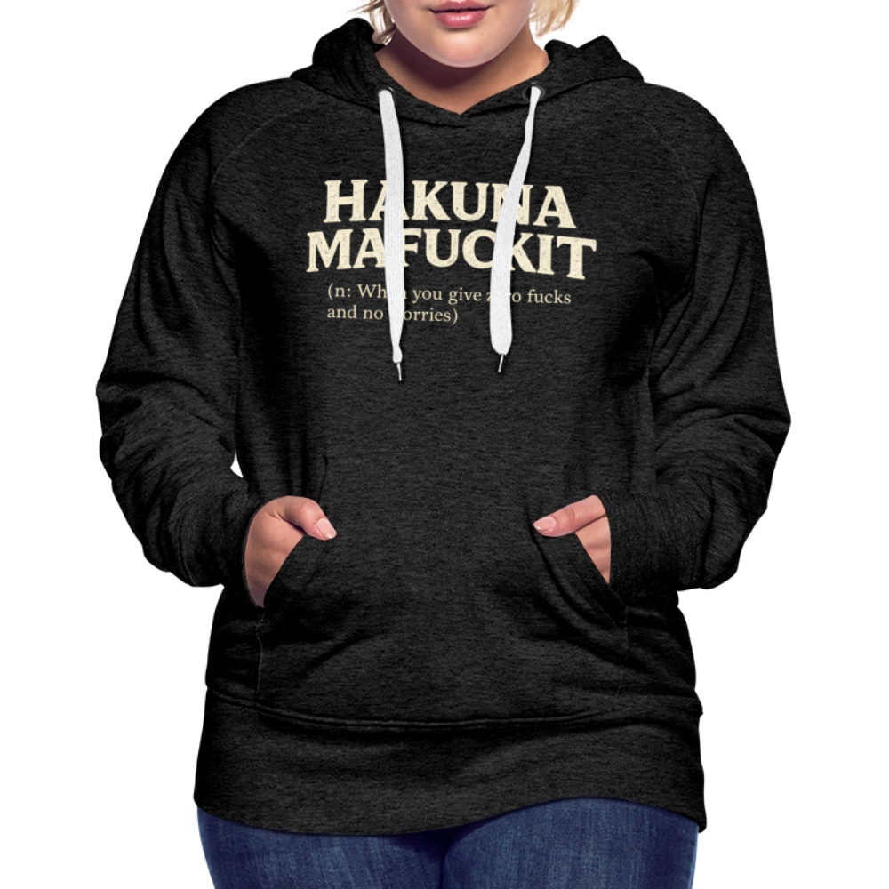 Hakuna Mafuckit Women’s Funny Graphic Hoodie Color: Heather Denim