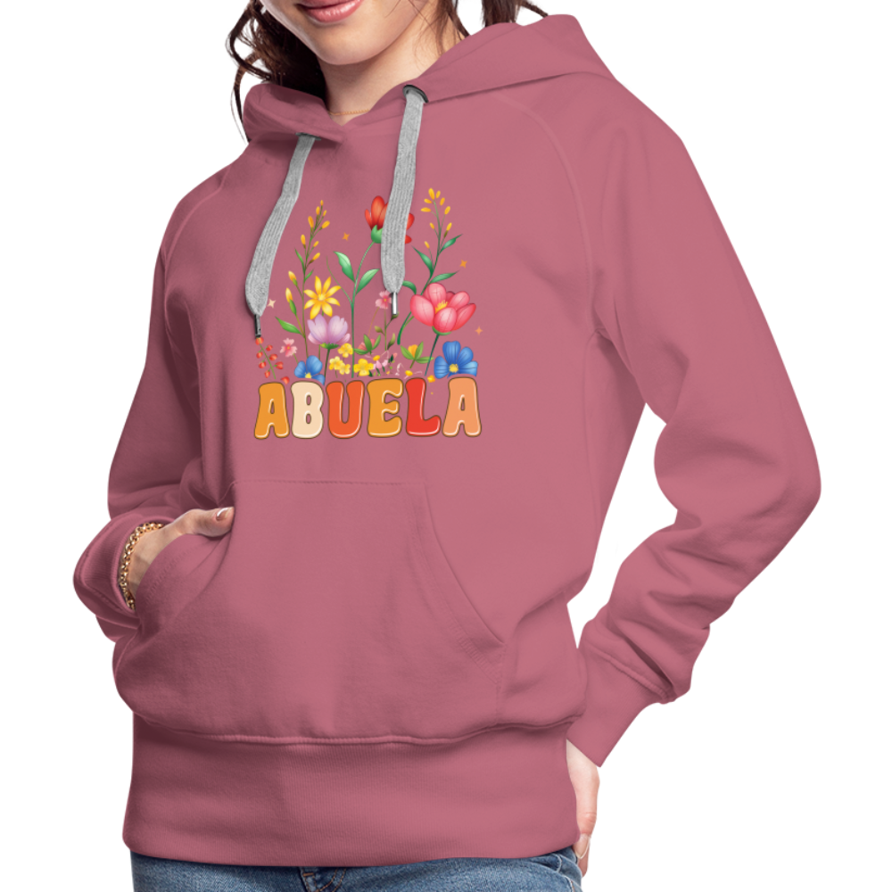 Abuela Women’s Premium Hoodie with Floral Design - mauve