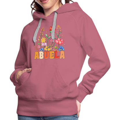 Abuela Women’s Premium Hoodie with Floral Design - mauve