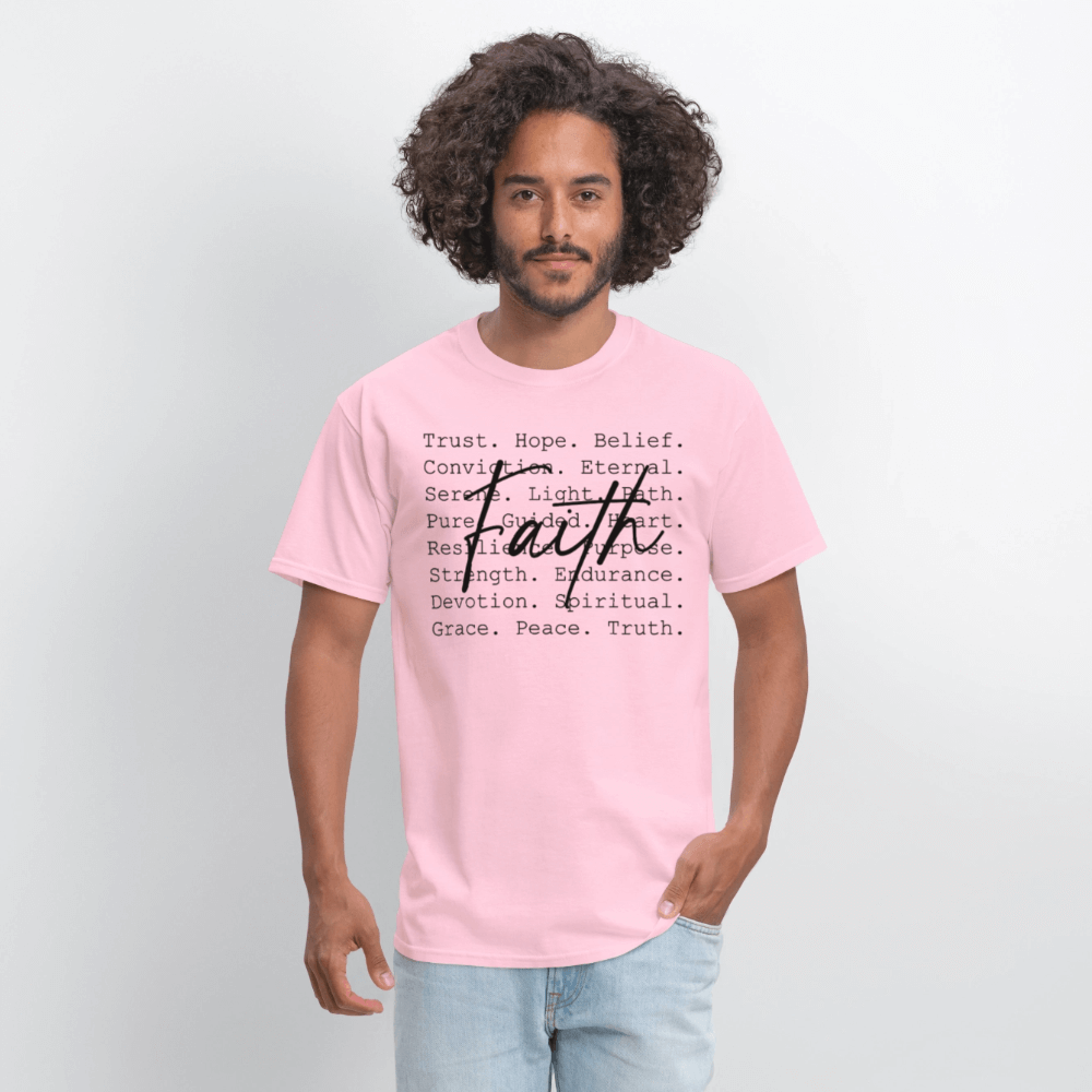 Faith Word Art Inspirational T-Shirt - pink