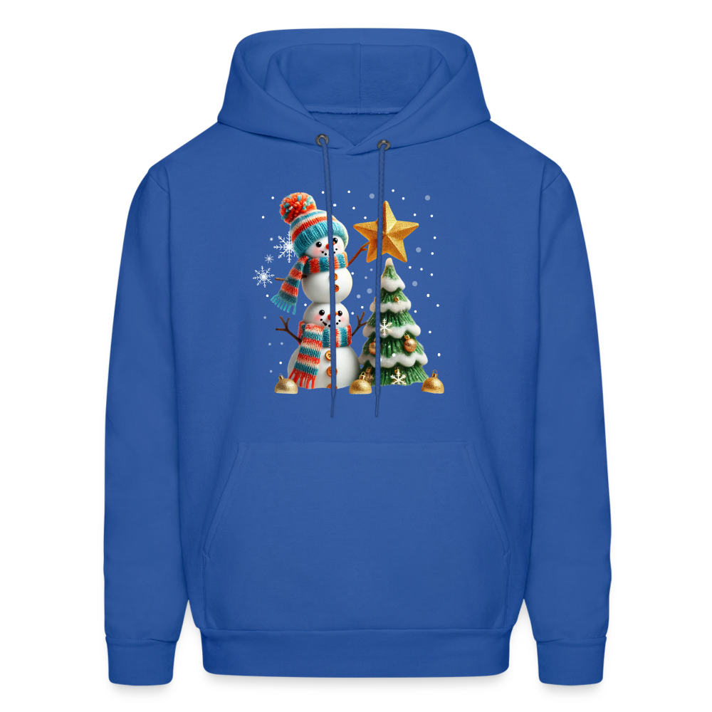 Cute Christmas Funny Snowman Decorating Tree Hoodie - royal blue