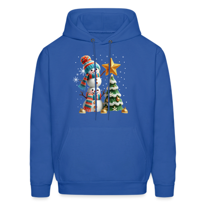 Cute Christmas Funny Snowman Decorating Tree Hoodie - royal blue