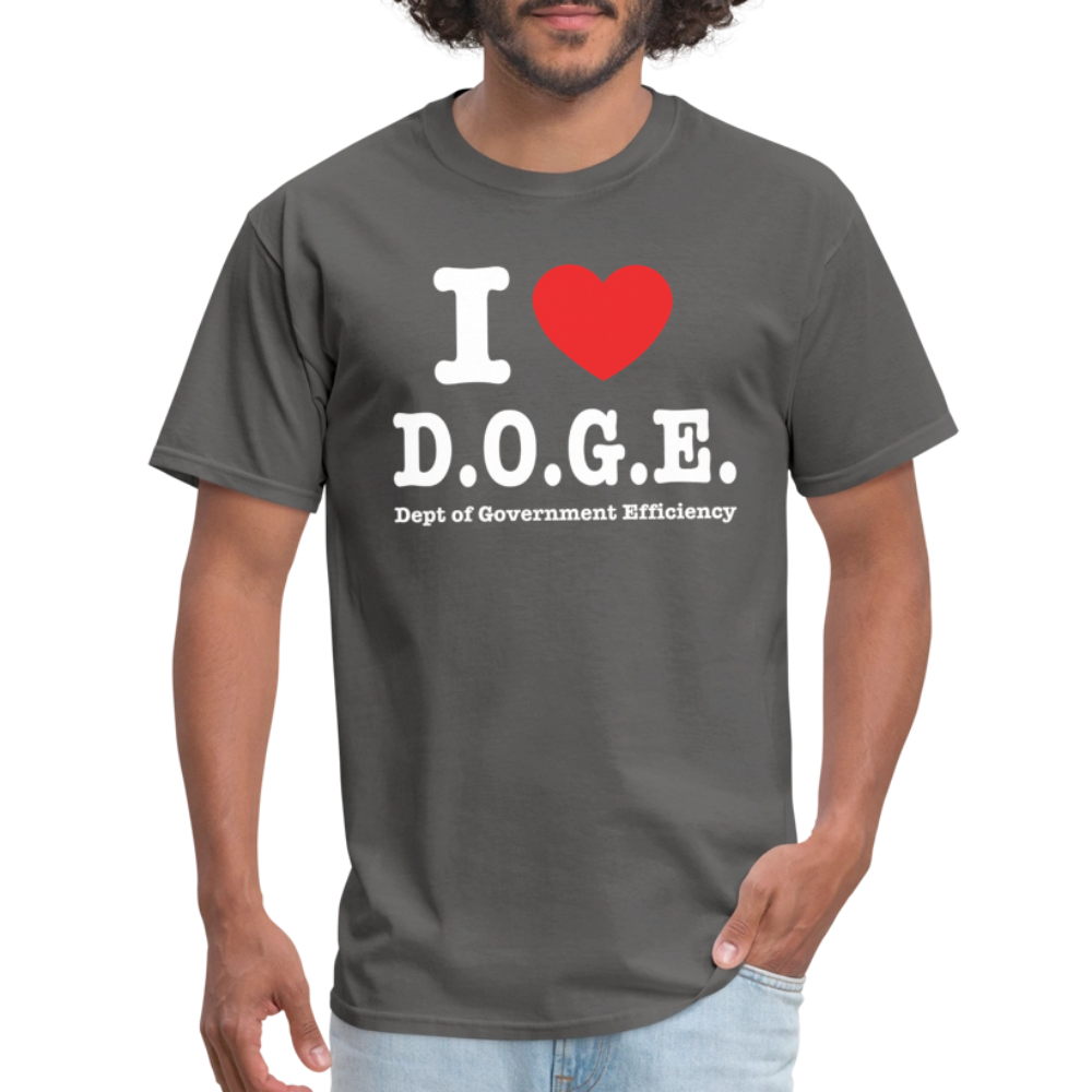 I Love DOGE (Dept of Government Efficiency) T-Shirt - charcoal