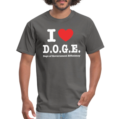 I Love DOGE (Dept of Government Efficiency) T-Shirt - charcoal