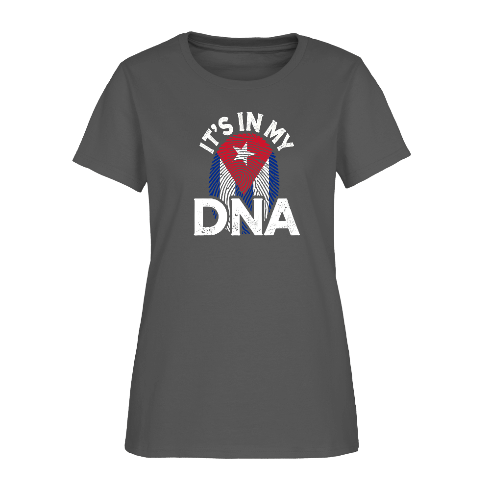 Cuba DNA Women’s T-Shirt – Cuban Pride Tee Color: charcoal