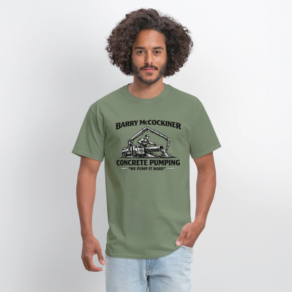 Barry McCockiner Concrete Pumping Funny Tee Color: Rock