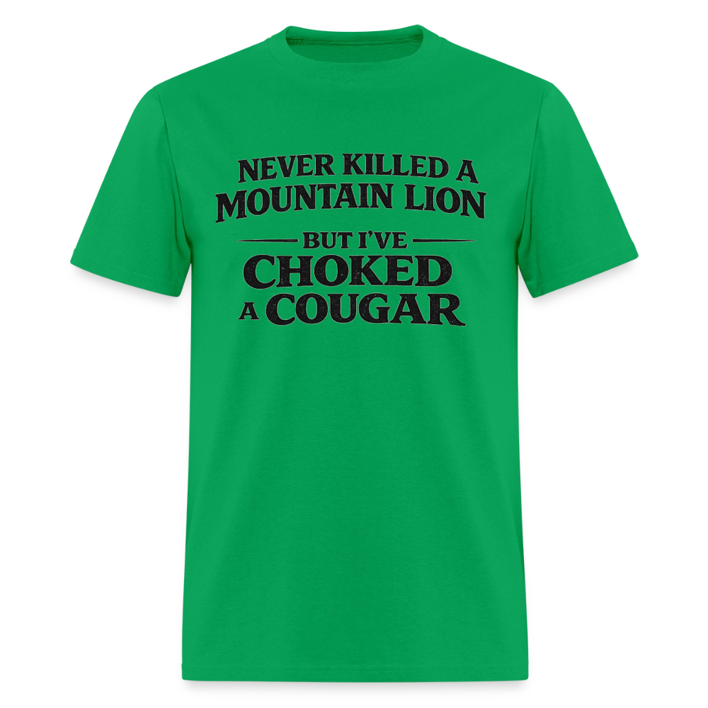 Choked a Cougar Funny Adult Humor T-Shirt Color: Bright Green