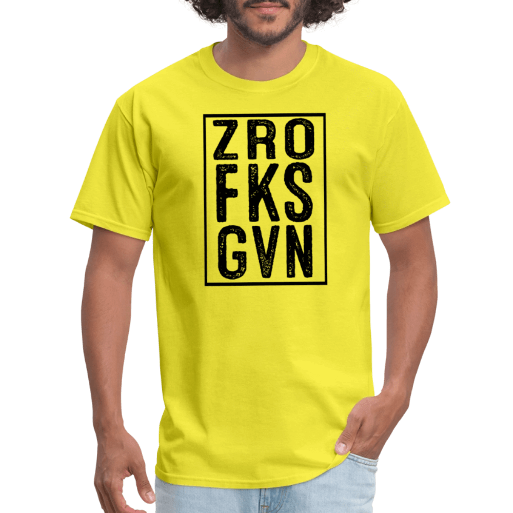 Zero Fucks Given (ZRO FKS GVN) T-Shirt - yellow