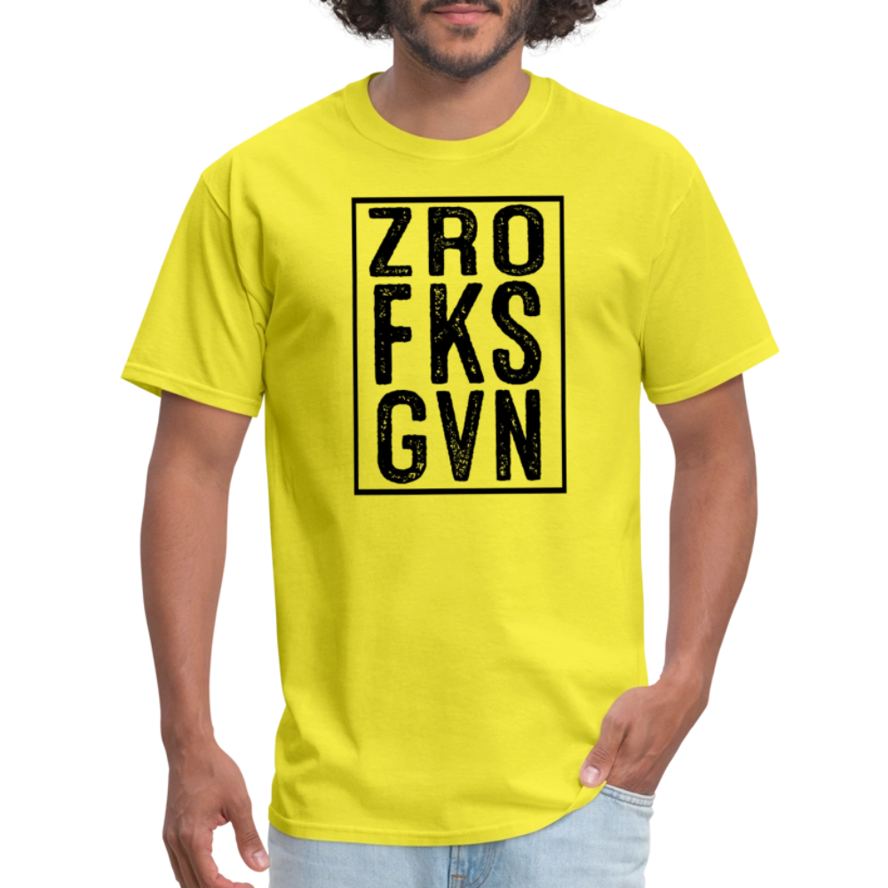 Zero Fucks Given (ZRO FKS GVN) T-Shirt - yellow