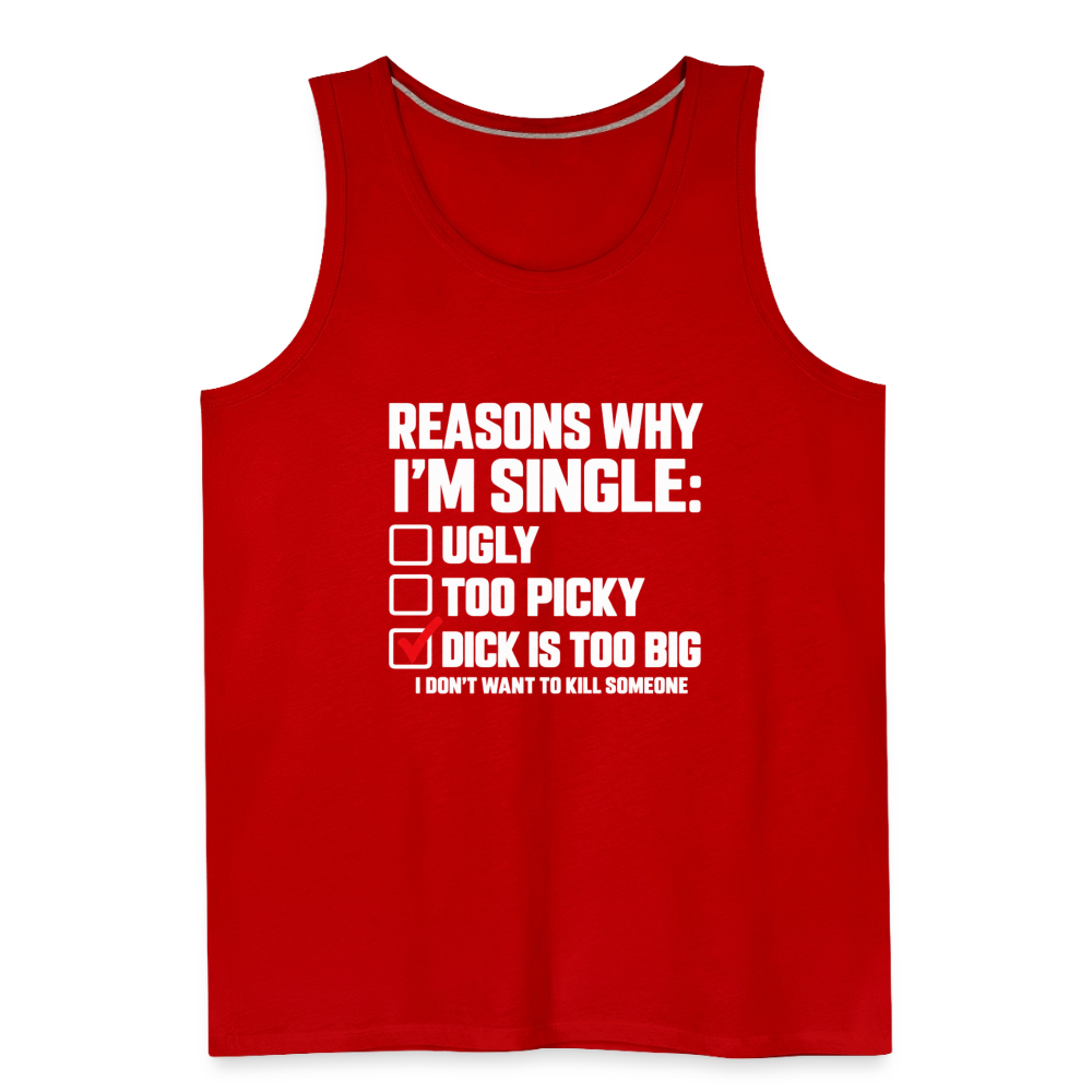 Reasons Why I'm Single Funny Adult Humor Tank Top – Dirty Joke Sleeveless Shirt Color: heather anthracite