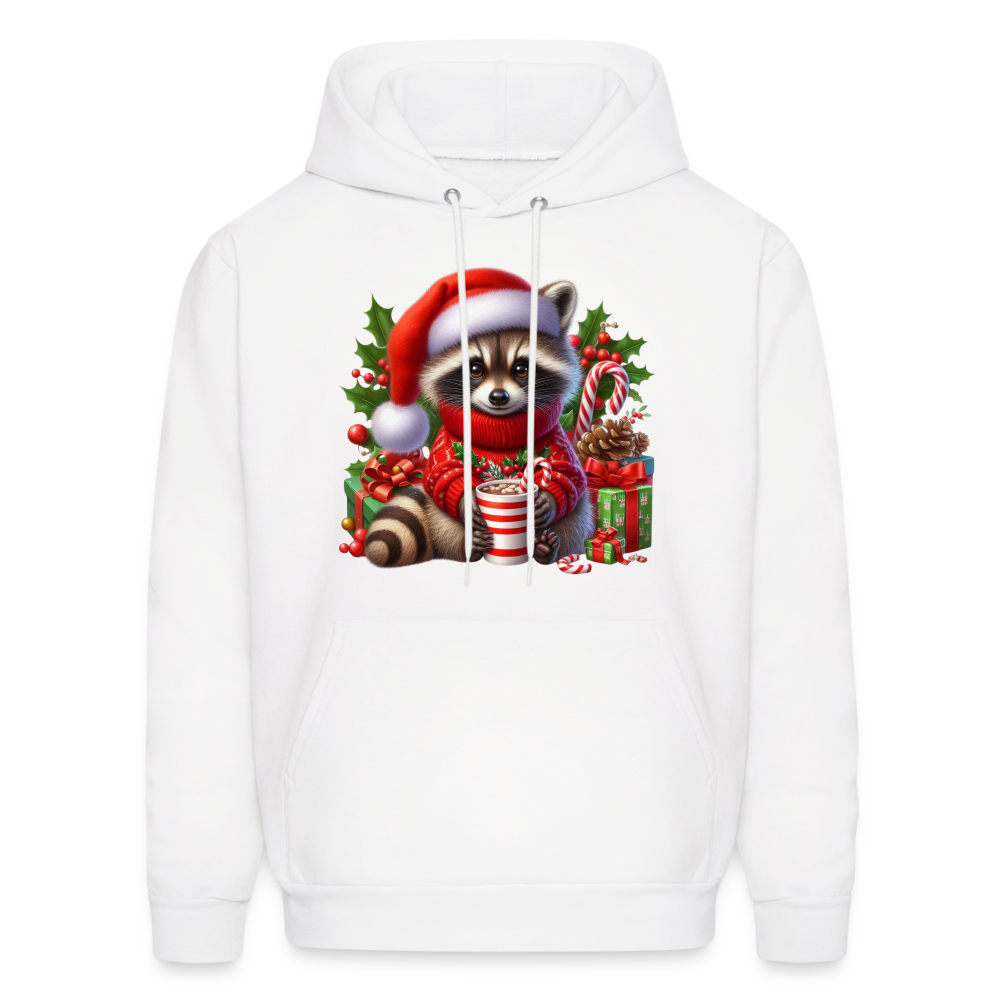 Christmas Cute Feral Raccoon Hoodie - white