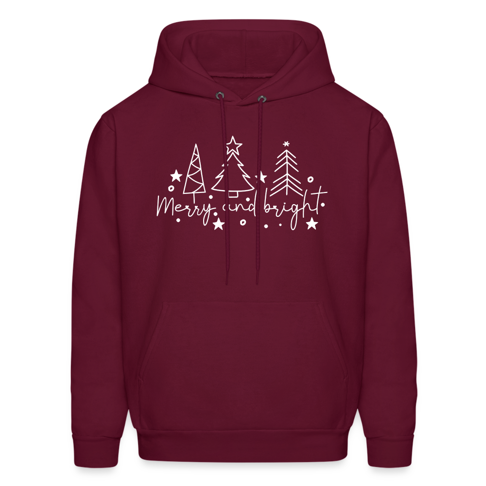 Merry and Bright (Christmas) Hoodie - burgundy