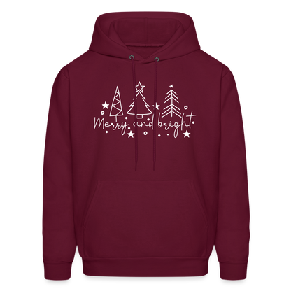 Merry and Bright (Christmas) Hoodie - burgundy