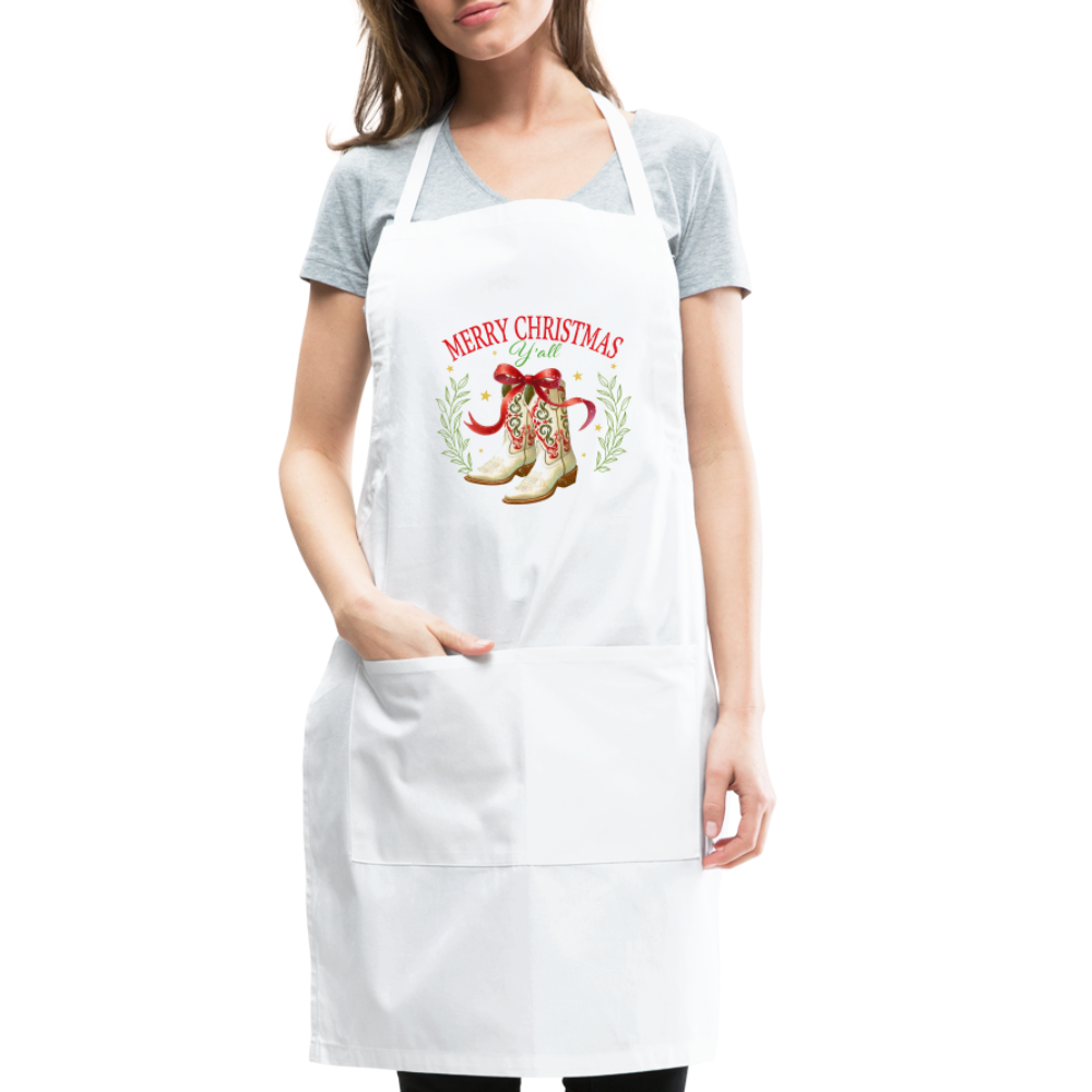 Merry Christmas Y'all Apron - white