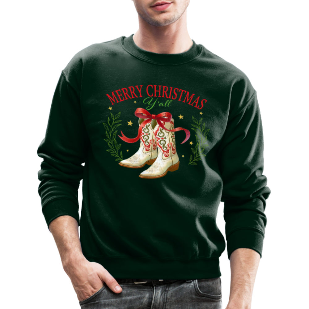 Merry Christmas Y'all Sweatshirt - forest green