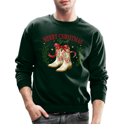 Merry Christmas Y'all Sweatshirt - forest green