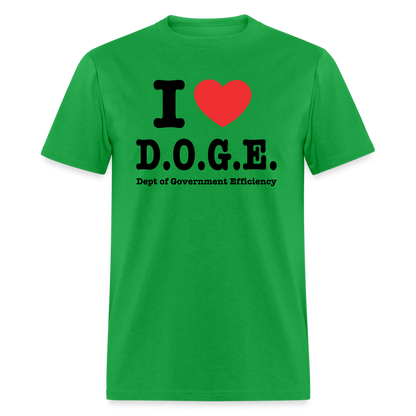 I Heart DOGE (Dept of Government Efficiency) T-Shirt - bright green