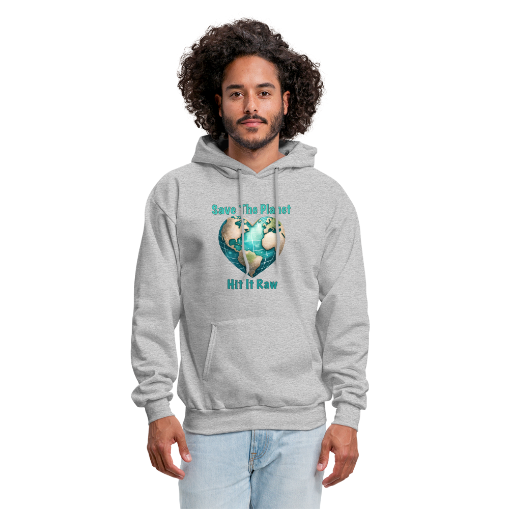 Save The Planet Hit It Raw Hoodie (Funny Environmental Awareness) - heather gray