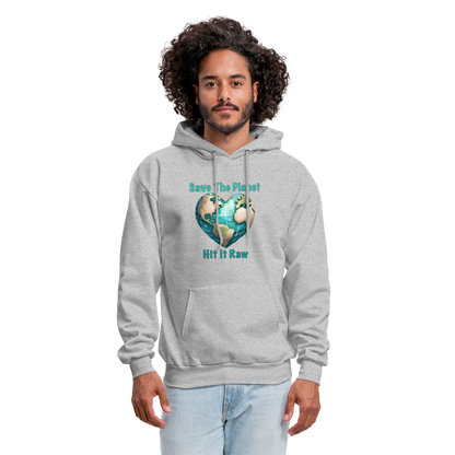 Save The Planet Hit It Raw Hoodie (Funny Environmental Awareness) - heather gray