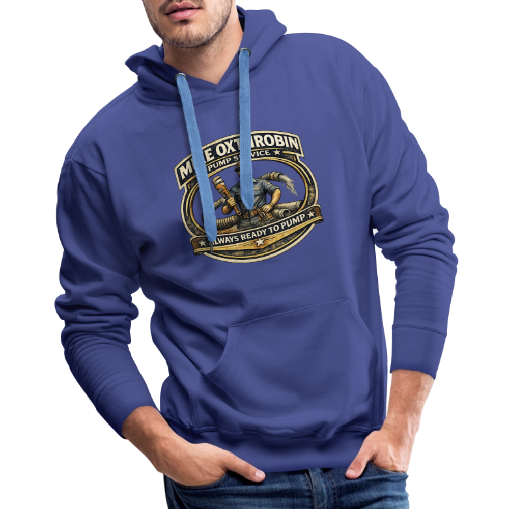 Mike Oxthrobin Pump Service Hoodie Funny Adult Humor Color: heather denim