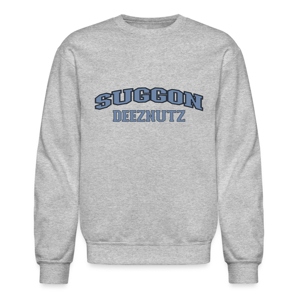 Suggon Deeznutz Sweatshirt (in Blue Ball Colors - Funny Sexual Humor) - heather gray