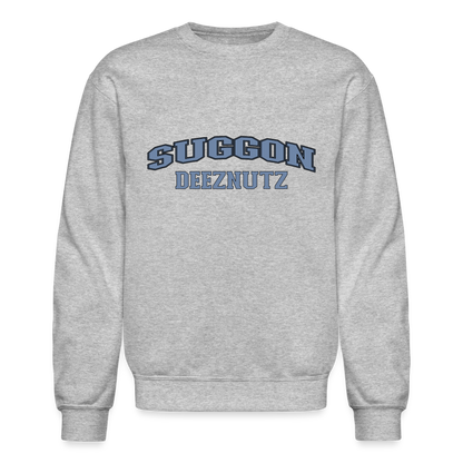 Suggon Deeznutz Sweatshirt (in Blue Ball Colors - Funny Sexual Humor) - heather gray