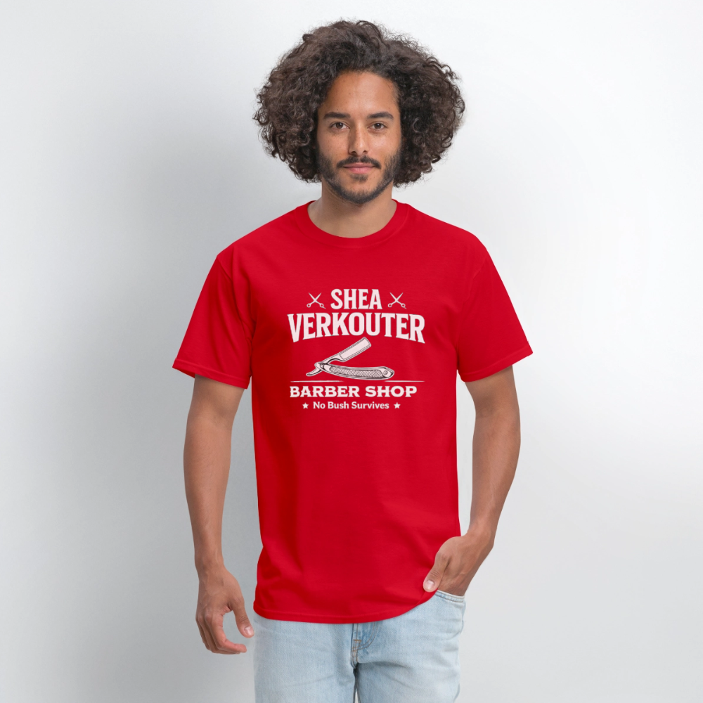 Shea Verkouter Barber Shop Funny Adult Humor T-Shirt Color: Black