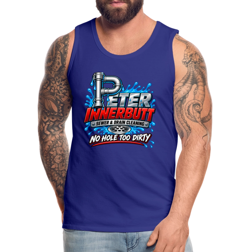 Peter Innerbutt Funny Men's Tank Top – No Hole Too Dirty Adult Humor Shirt Color: heather anthracite