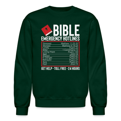 Bible Emergency Hotline (Scriptures) Sweatshirt - forest green