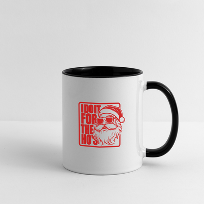 I Do It for the Ho's Funny Christmas Coffee Mug (in Red) - white/black