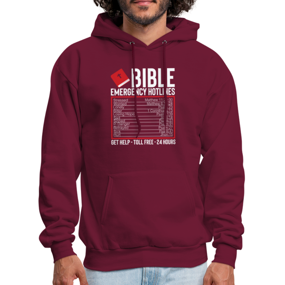 Bible Emergency Hotline (Scriptures) Hoodie - burgundy