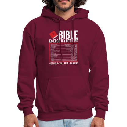 Bible Emergency Hotline (Scriptures) Hoodie - burgundy