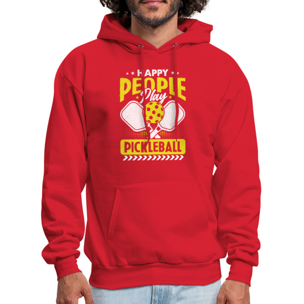 Happy People Play Pickleball Hoodie - red