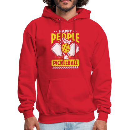 Happy People Play Pickleball Hoodie - red