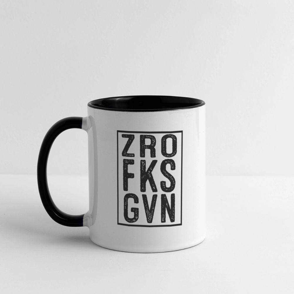 ZRO FKS GVN (Zero Fucks Given) Coffee Mug - white/black