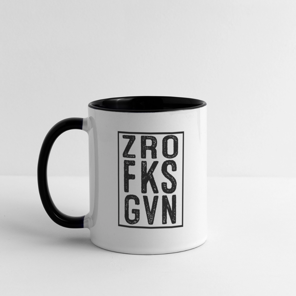 ZRO FKS GVN (Zero Fucks Given) Coffee Mug - white/black