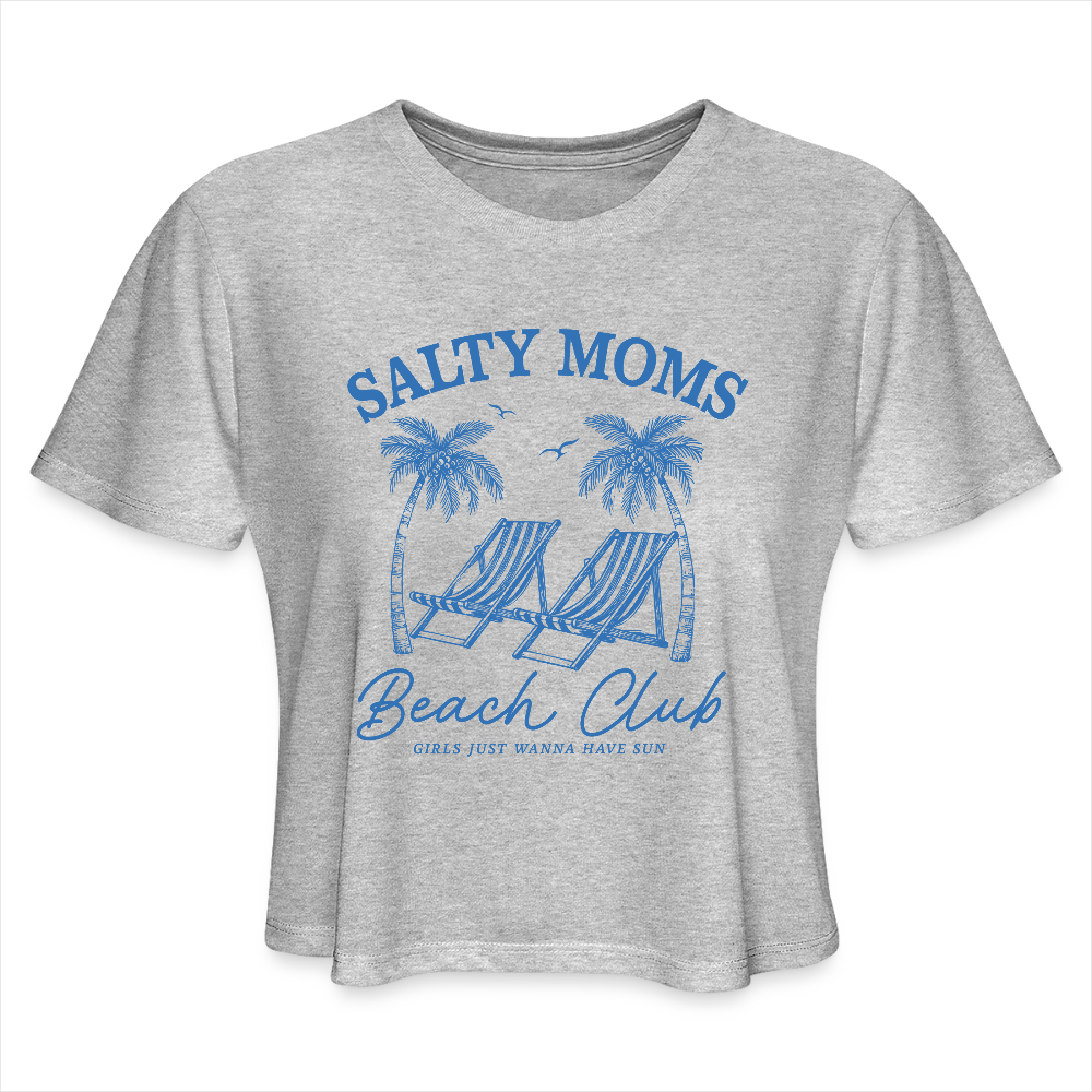 Salty Moms Beach Club Women's Cropped T-Shirt Color: heather gray