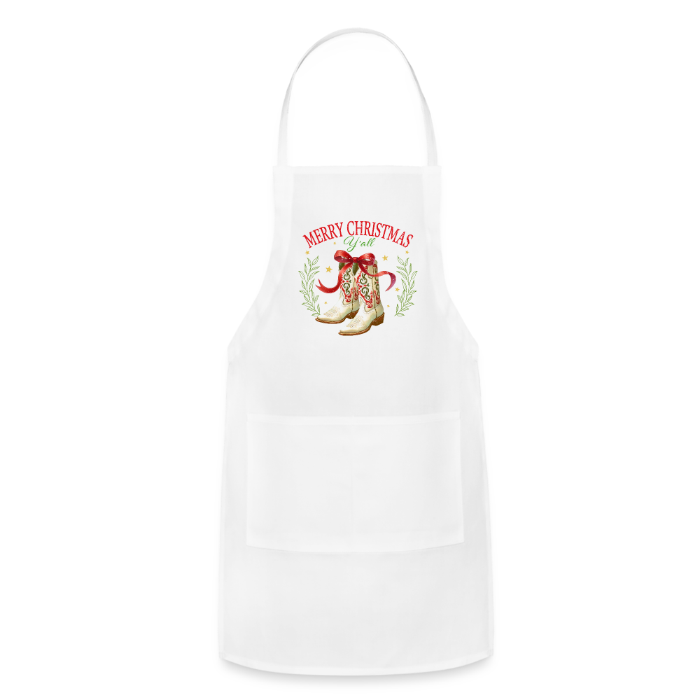 Merry Christmas Y'all Apron - white