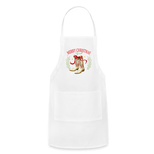 Merry Christmas Y'all Apron - white