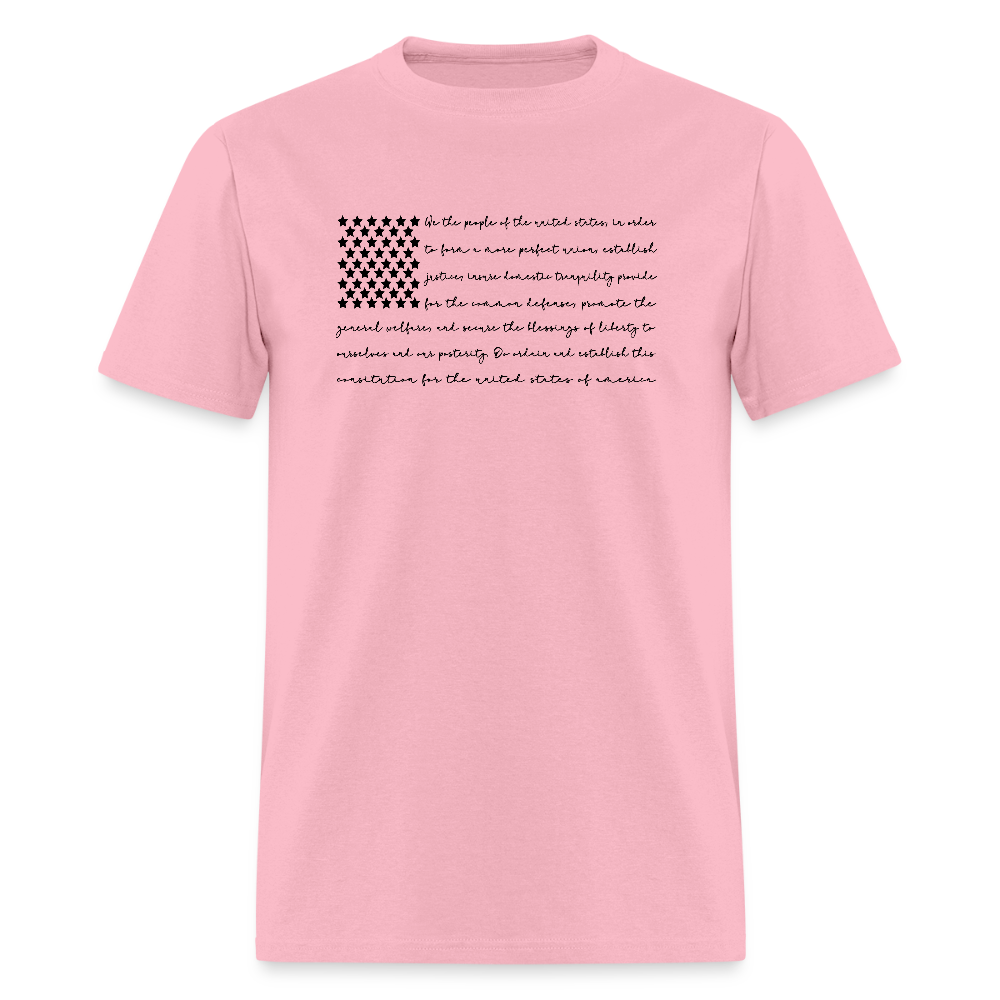 American Flag We The People Constitution T-Shirt (Black Letters) - pink