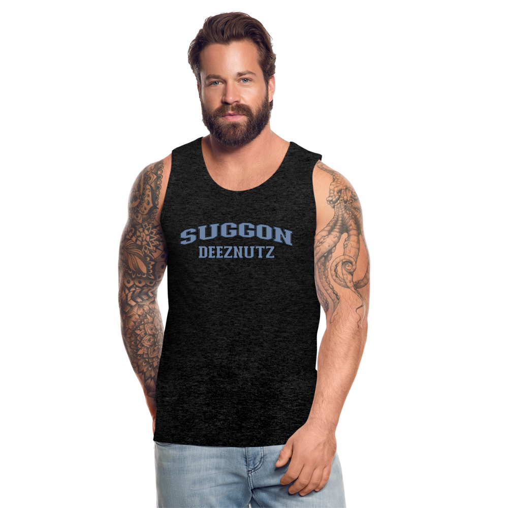 Suggon Deeznutz Tank Top (in Blue Ball Colors - Funny Sexual Humor) - charcoal grey