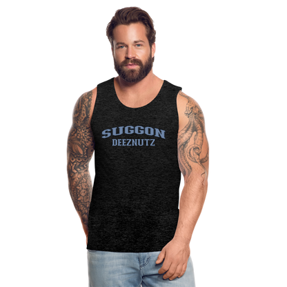 Suggon Deeznutz Tank Top (in Blue Ball Colors - Funny Sexual Humor) - charcoal grey