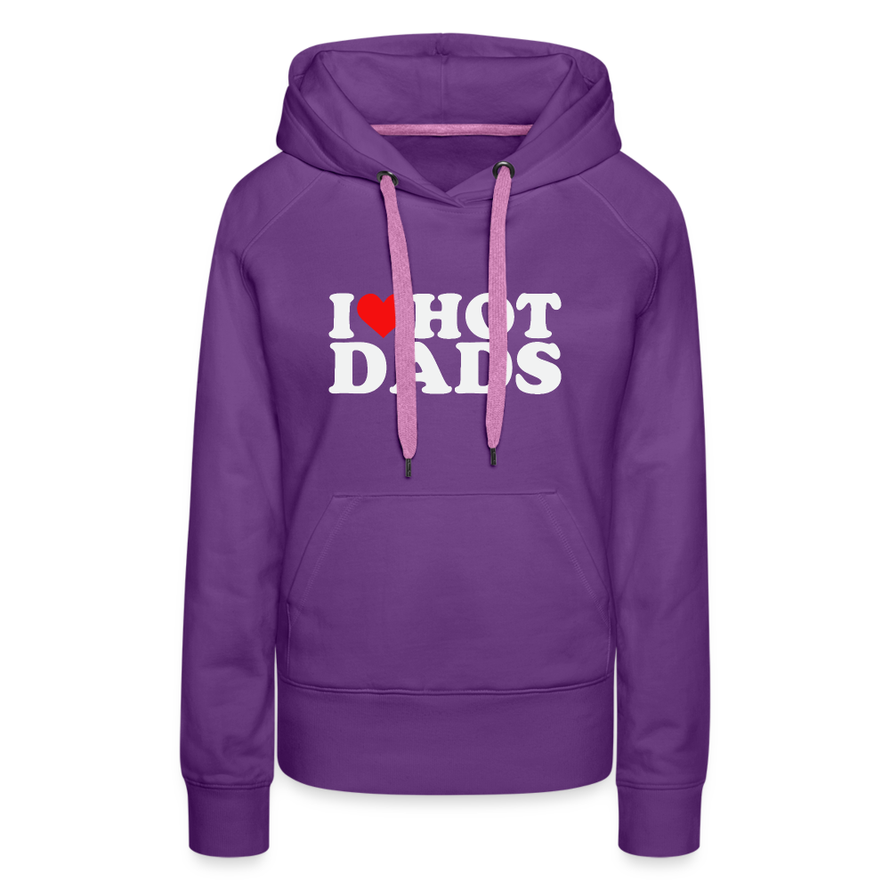 I Heart Hot Dads (Funny I Love Hot Dads) Women’s Premium Hoodie - purple 