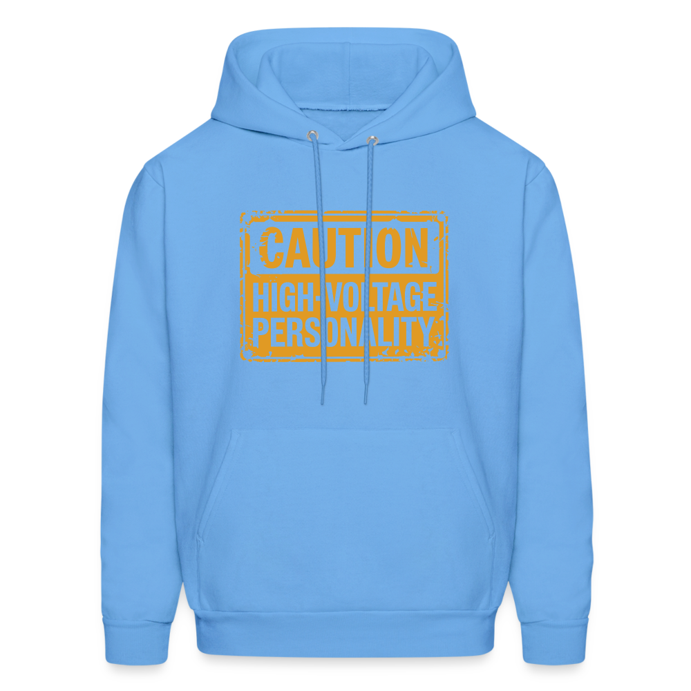 Caution High Voltage Personality Hoodie - carolina blue