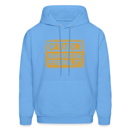 Caution High Voltage Personality Hoodie - carolina blue