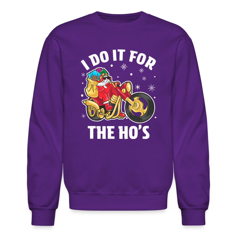 Christmas Biker Santa Riding Motorcycle I Do It For The Ho's Sweatshirt - purple