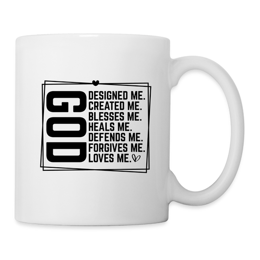 GOD Designed Me Coffee Mug - Blessed & Loved Christian Gift - white